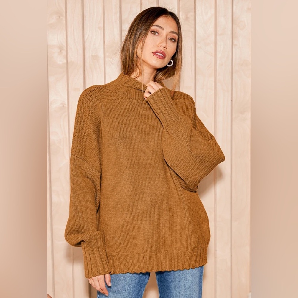 Lulus Dark Mustard Oversized Long Sleeve Sweater